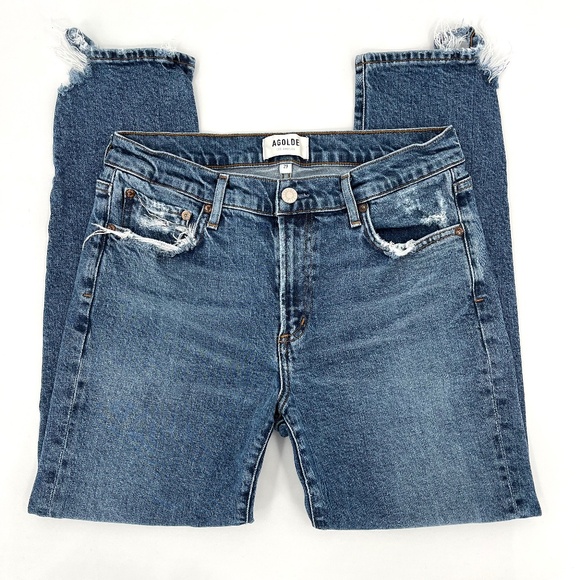 Agolde Toni Distressed Medium Wash Skinny Jeans - Picture 1 of 16
